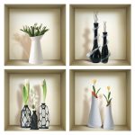 3D Niche Wall Art Decals - Set Of 4 | Easy To Apply, Stunning Decorative Stickers For Home And Office