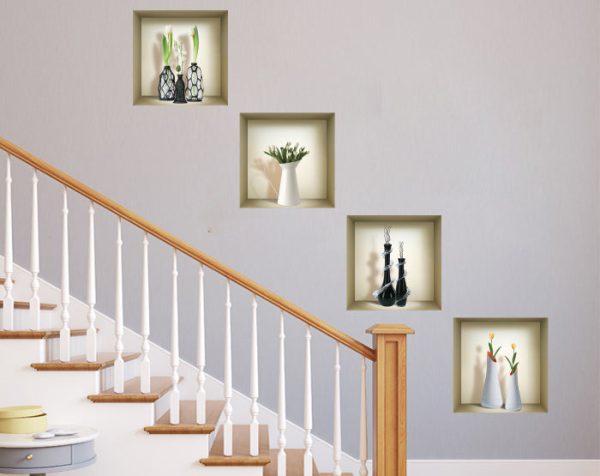 3D Niche Wall Art Decals - Set Of 4 | Easy To Apply, Stunning Decorative Stickers For Home And Office - Image 2