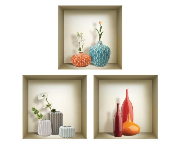 3D Niche Wall Art Decals - Set Of 3 | Easy To Apply, Stunning Decorative Stickers For Home And Office