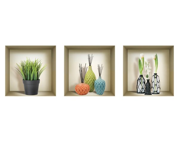 3D Niche Wall Art Decals - Set Of 3 | Easy To Apply, Stunning Decorative Stickers For Home And Office