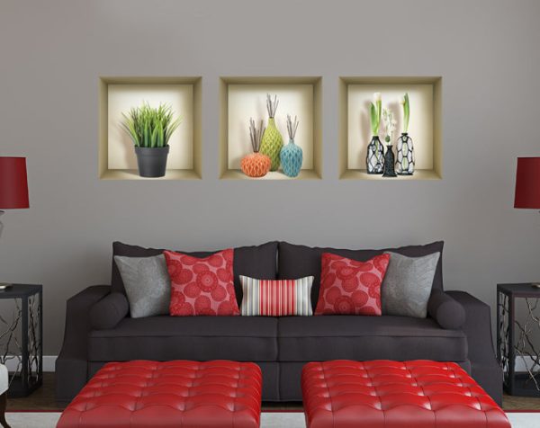 3D Niche Wall Art Decals - Set Of 3 | Easy To Apply, Stunning Decorative Stickers For Home And Office - Image 2