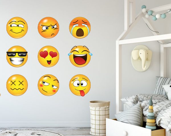 Set of 16 Emoji Faces Wall Decal Car Sticker - Image 16