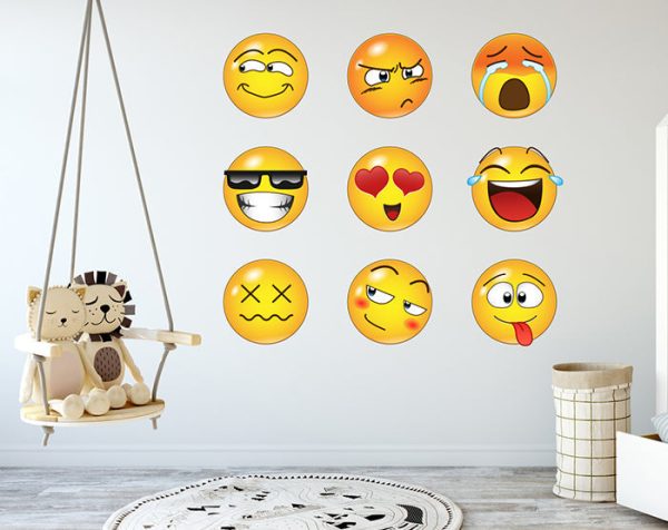 Set of 16 Emoji Faces Wall Decal Car Sticker - Image 10