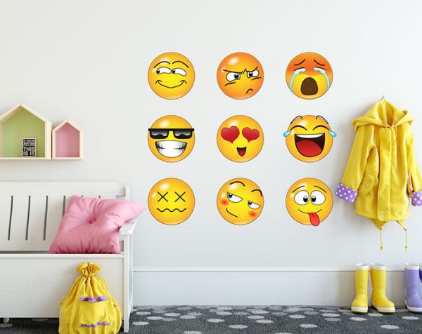 Set of 16 Emoji Faces Wall Decal Car Sticker - Image 11