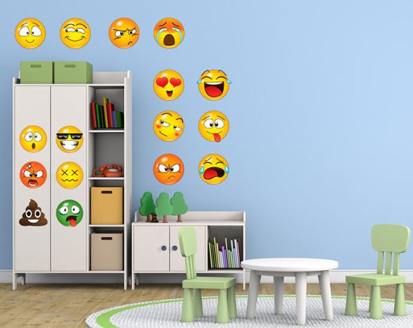 Set of 16 Emoji Faces Wall Decal Car Sticker - Image 12