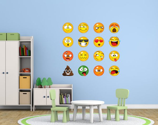 Set of 16 Emoji Faces Wall Decal Car Sticker - Image 13