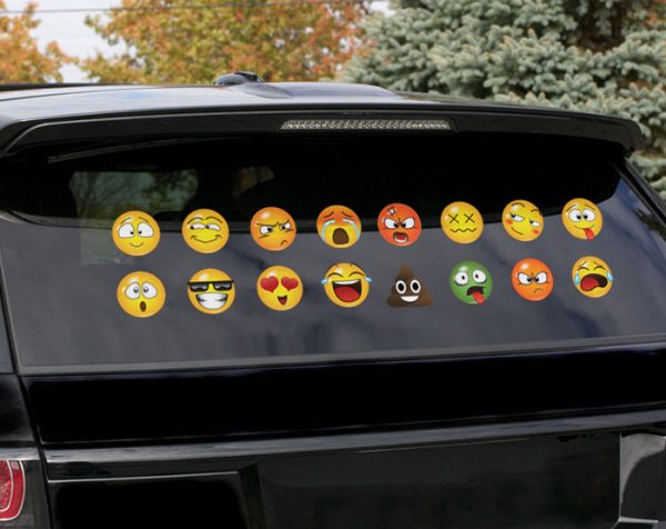 Set of 16 Emoji Faces Wall Decal Car Sticker - Image 4