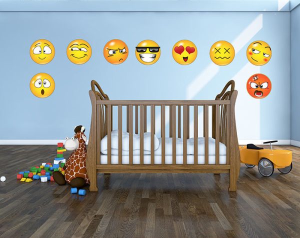 Set of 16 Emoji Faces Wall Decal Car Sticker - Image 6