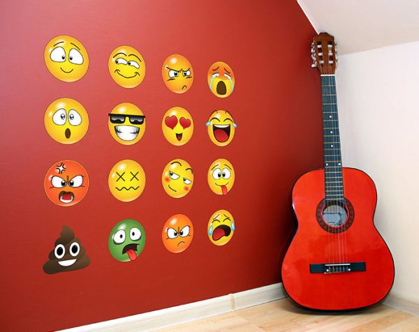 Set of 16 Emoji Faces Wall Decal Car Sticker - Image 8