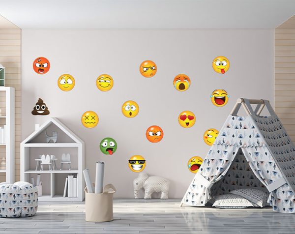 Set of 16 Emoji Faces Wall Decal Car Sticker - Image 7