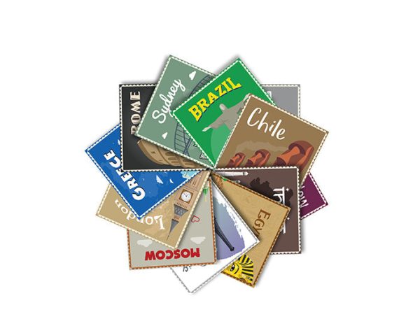 12x2 (24 pcs) TRAVEL THE WORLD WITH THESE ILLUSTRATED STAMP WALL STICKERS - Image 7