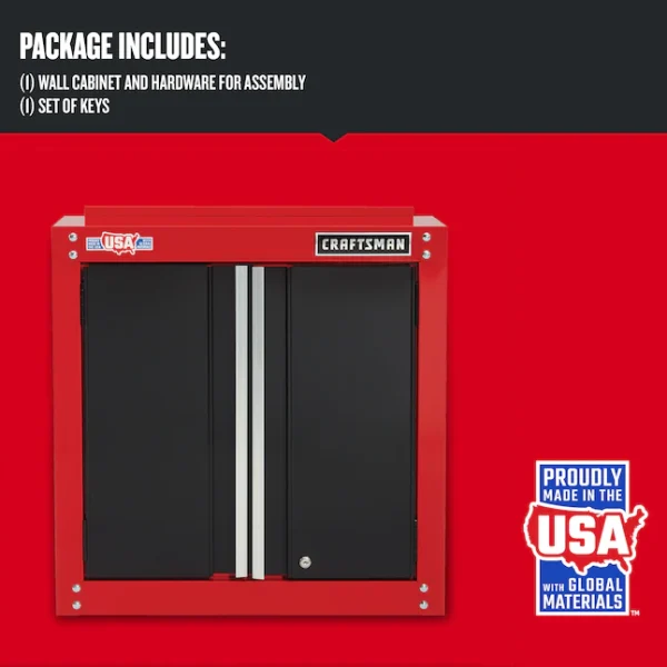 CRAFTSMAN CMST22800RB 2000 Steel Wall-mounted Garage Cabinet in Red (28-in W x 28-in H x 12-in D) - Image 3