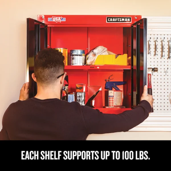 CRAFTSMAN CMST22800RB 2000 Steel Wall-mounted Garage Cabinet in Red (28-in W x 28-in H x 12-in D) - Image 5
