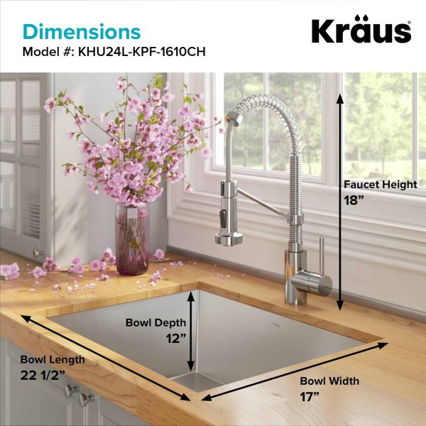 18.5-in x 24-in 1-Basin Stainless Steel Undermount Laundry Sink with Drain with Faucet - Image 12