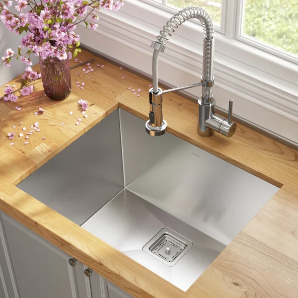 18.5-in x 24-in 1-Basin Stainless Steel Undermount Laundry Sink with Drain with Faucet