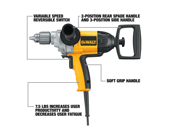 DW130V 9 Amp 1/2 in. Spade Handle Drill Concrete Mud Mixer - Image 2