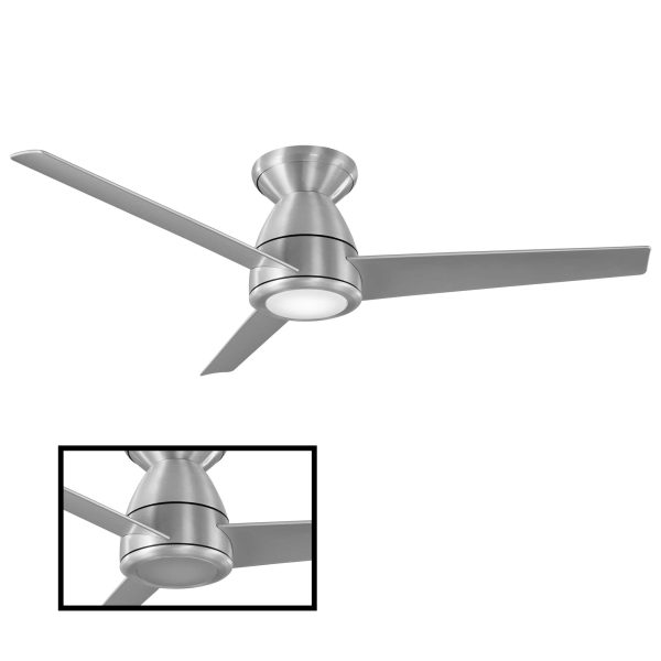 Modern Forms Tip Top 44-in Brushed Aluminum Integrated LED Indoor/Outdoor Flush Mount Smart Ceiling Fan with Light and Remote (3-Blade) - Image 4