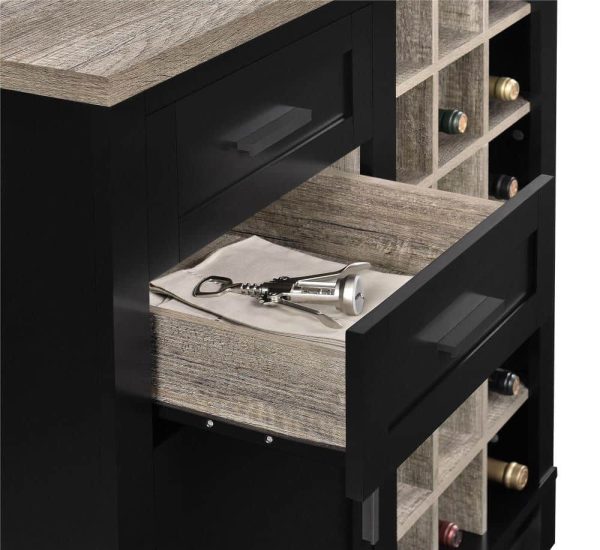 Black Composite Base with Composite Top Kitchen Cart (36-in x 18.2-in x 37.1-in) - Image 7