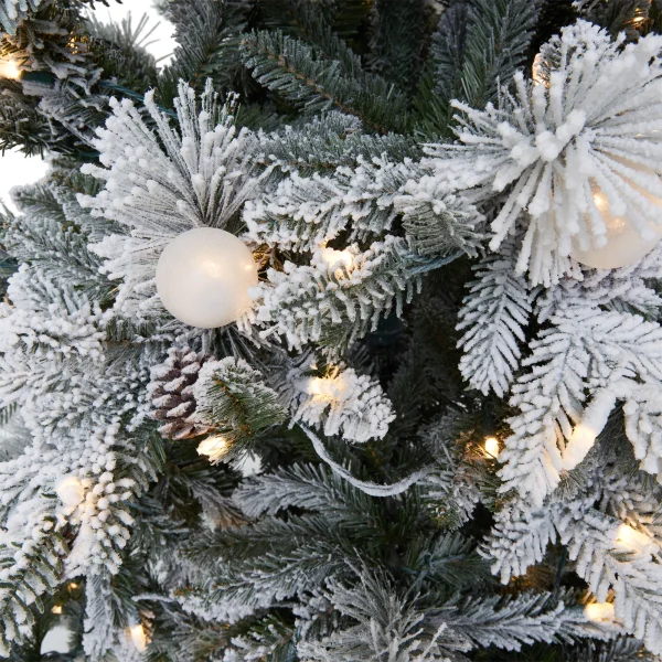 7.5-ft Flocked Candlewood Pine Pre-lit LED Artificial Christmas Tree - Image 19