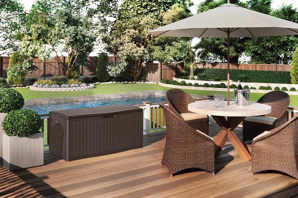 Suncast  52.75-in L x 29-in 124-Gallon Java Plastic Deck Box - Image 2