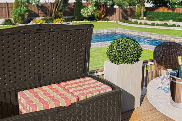 Suncast  52.75-in L x 29-in 124-Gallon Java Plastic Deck Box - Image 3