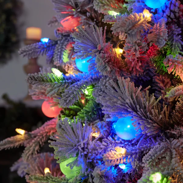 7.5-ft Flocked Candlewood Pine Pre-lit LED Artificial Christmas Tree - Image 18