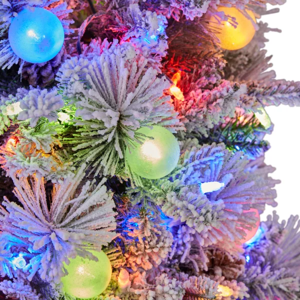 7.5-ft Flocked Candlewood Pine Pre-lit LED Artificial Christmas Tree - Image 9