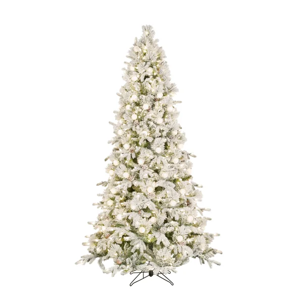 7.5-ft Flocked Candlewood Pine Pre-lit LED Artificial Christmas Tree - Image 11