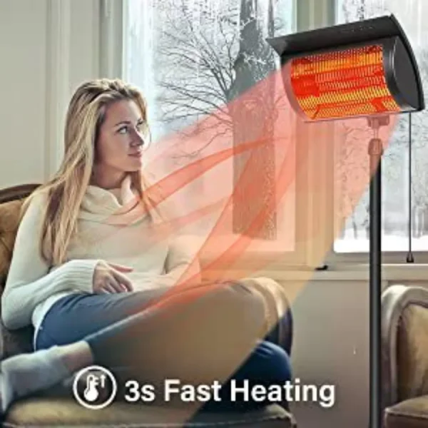 Afoxsos 5515-BTU 120-Volt Black Steel Electric Patio Heater - Image 4