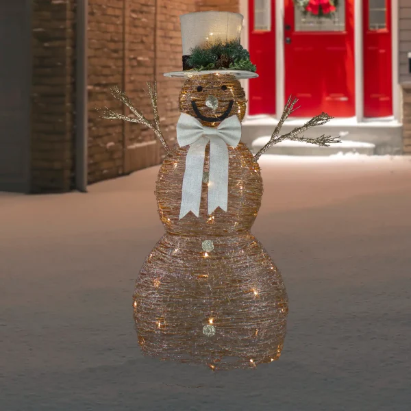 48-in Snowman Free Standing Decoration with White LED Lights - Image 4
