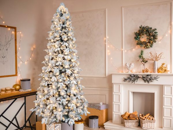 9-ft Flocked Candlewood Pine Pre-lit LED Artificial Christmas Tree - Image 5