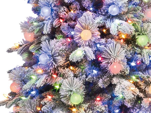 9-ft Flocked Candlewood Pine Pre-lit LED Artificial Christmas Tree - Image 6