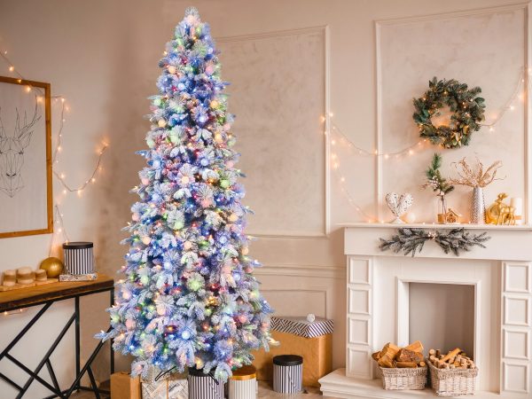 9-ft Flocked Candlewood Pine Pre-lit LED Artificial Christmas Tree - Image 4