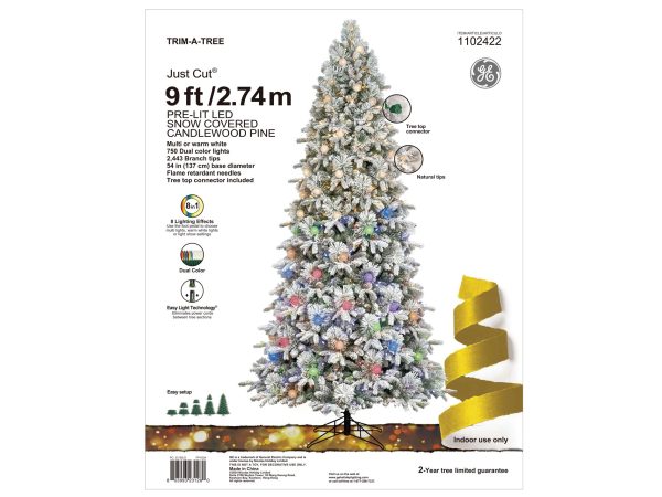 9-ft Flocked Candlewood Pine Pre-lit LED Artificial Christmas Tree - Image 2