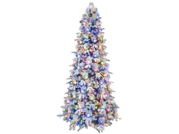 9-ft Flocked Candlewood Pine Pre-lit LED Artificial Christmas Tree - Image 8