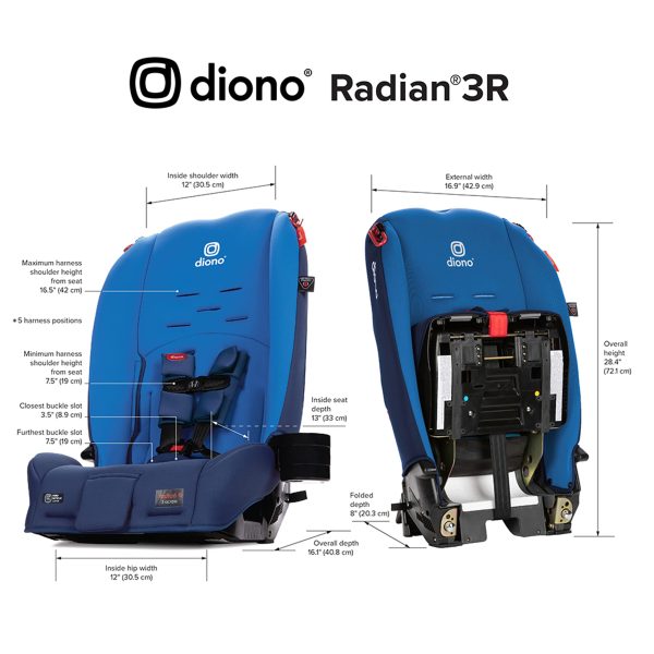 Diono Radian 3R, 3-in-1 Convertible Car Seat, Rear Facing   Forward Facing, Slim Fit 3 Across, Blue Sky - Image 2