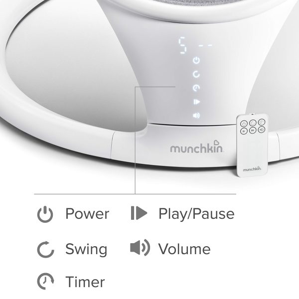 Munchkin Bluetooth Enabled Lightweight Baby Swing with Natural Sway in 5 Ranges of Motion, Includes Remote Control, White - Image 4
