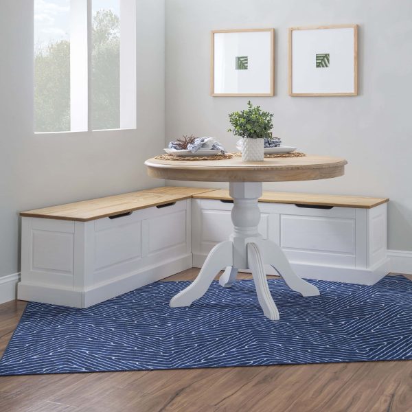 Tobin Backless Corner Dining Nook   Natural/White