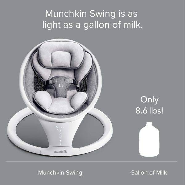 Munchkin Bluetooth Enabled Lightweight Baby Swing with Natural Sway in 5 Ranges of Motion, Includes Remote Control, White - Image 6