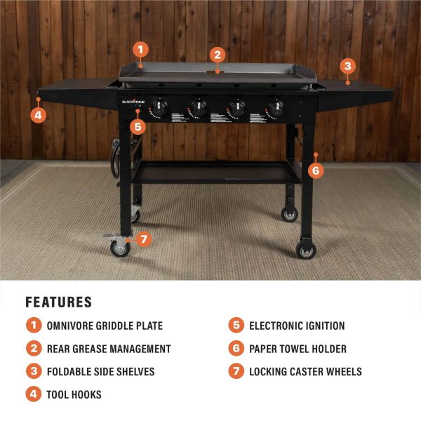 36” Griddle Cooking Station | 4 Burner Flat Top Grill | Propane Fueled - Image 7