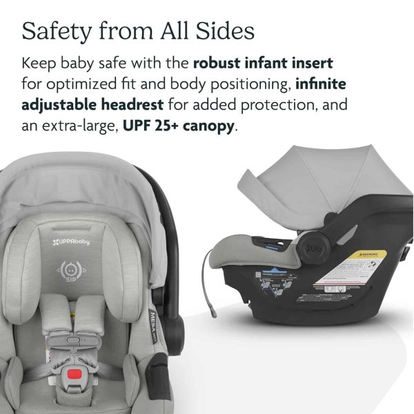 UPPAbaby Mesa Max Infant Car Seat/Base with Load Leg and Robust Infant Insert Included (White+Grey Chenille) - Image 5