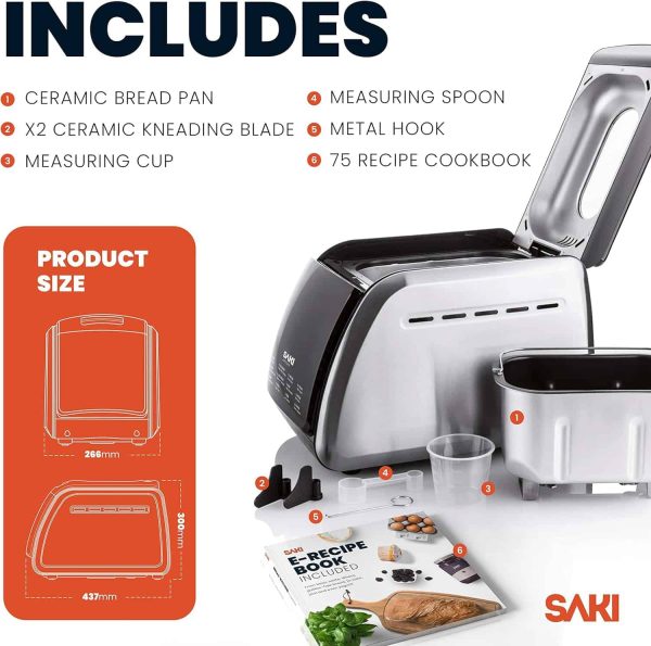 SAKI 3 LB Large Bread Maker Machine, 12-in-1 Programmable Large Bread Machine - Image 5