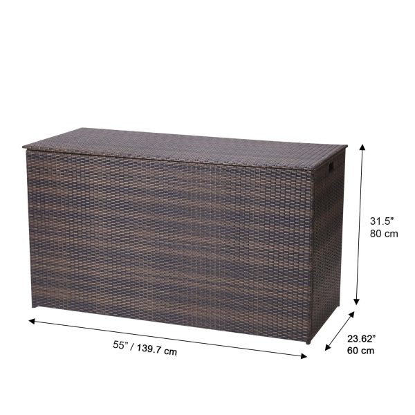Teamson Home Wicker 154 Gallon Outdoor Deck Box for Cushions Storage, Brown - Image 4