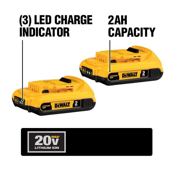 DCK287D2 20-Volt MAX XR Cordless Brushless Hammer Drill/Impact Combo Kit (2-Tool) with (2) 20-Volt 2.0Ah Batteries and Charger - Image 5