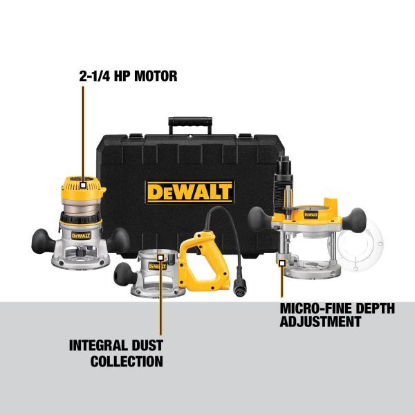 DW618B3 1/4-in-Amp 2.25-HP Variable Speed Combo Fixed/Plunge Corded Router Hard Case (Tool Only) - Image 3
