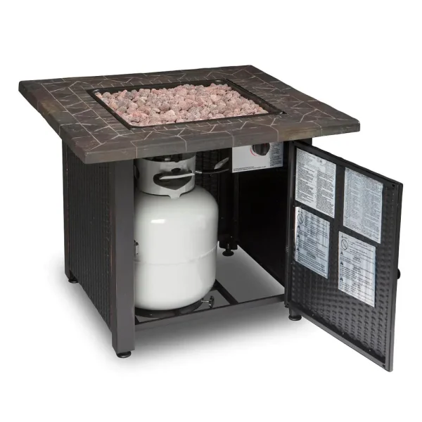 Endless Summer GAD1401M 30 in. W Bronze Finish Steel Base Faux Slate Mantel LP Gas Fire Pit with Electronic Igition and Lava Rocks - Image 6