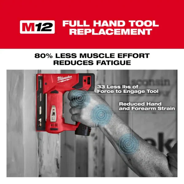 2447-20 M12 12-Volt Lithium-Ion Cordless 3/8 in. Crown Stapler (Tool-Only) - Image 5