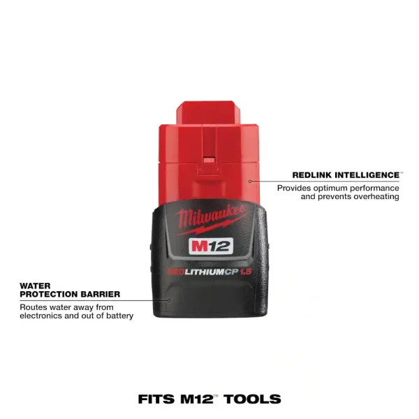 2540-20-48-11-2411 M12 12-Volt 23-Gauge Lithium-Ion Cordless Pin Nailer with Two M12 12-Volt 1.5 Ah Lithium-Ion Compact Battery Packs - Image 8
