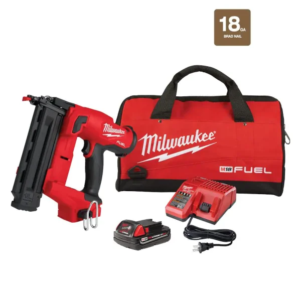 2746-21CT M18 FUEL N II 18-Volt 18-Gauge Lithium-Ion Brushless Cordless Brad Nailer Kit with One 2.0 Ah Battery, Charger and Bag