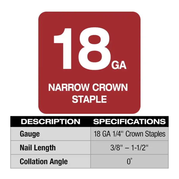 2749-20 M18 FUEL 18V Lithium-Ion Brushless Cordless 18-Gauge 1/4 in. Narrow Crown Stapler (Tool-Only) - Image 2